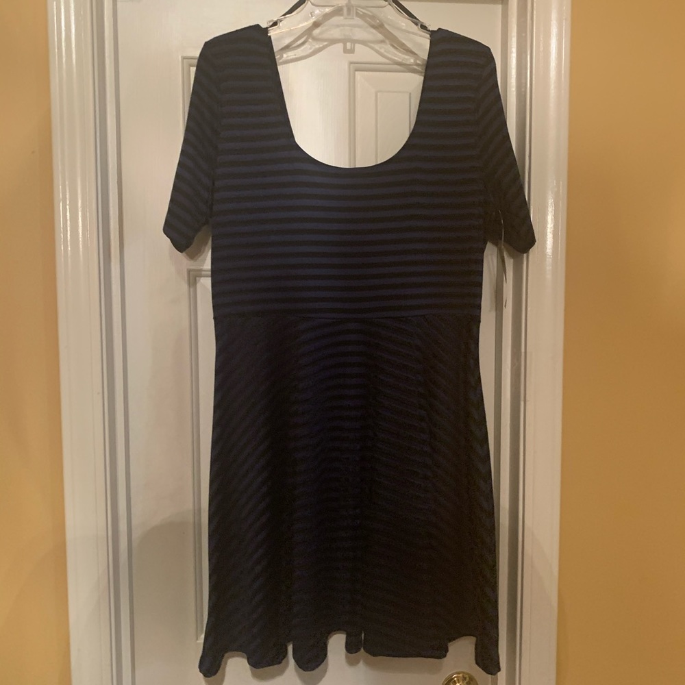 Blue and Black A-Line Dress Size XL